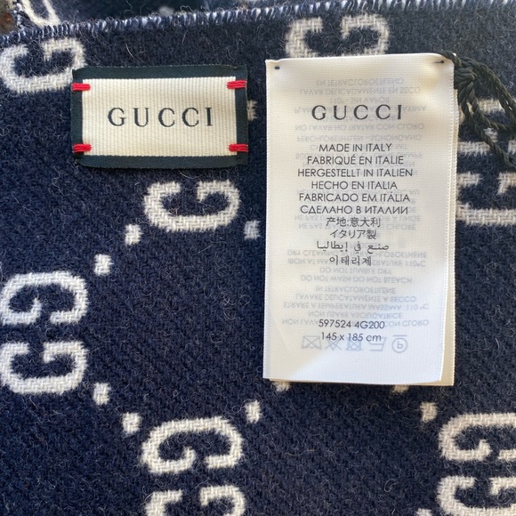 Gucci Poncho GG Logo Reversible Fringed 100% Wool - Picture 11 of 16